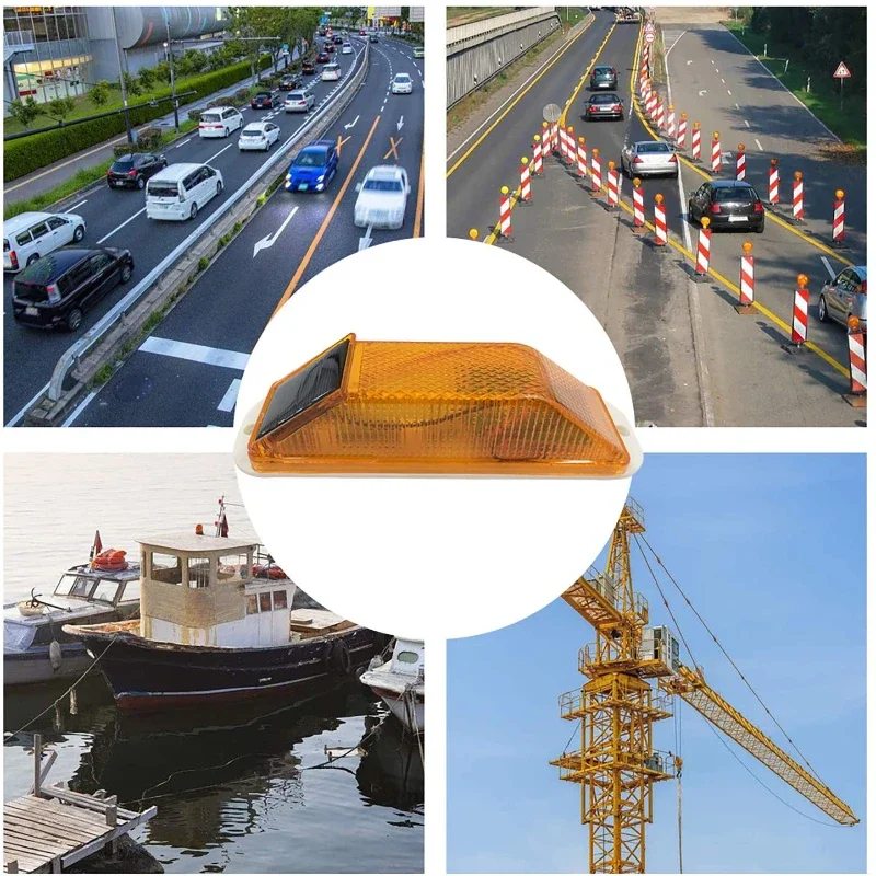 2pcs Warning LED Lamp Solar Strobe Lamp  Solar Warning Lamp Chip Control Bridge Night Driving Safety Light Traffic Caution Light