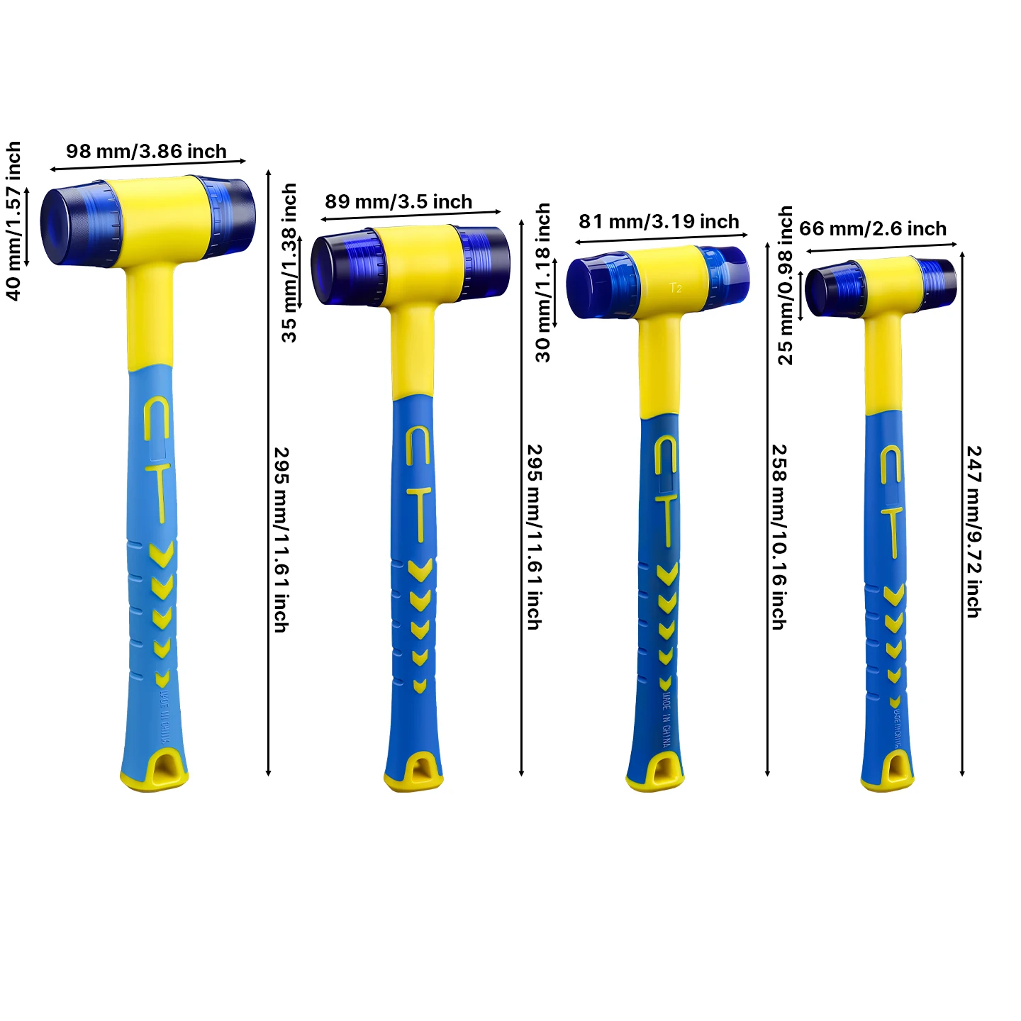 Rubber Hammer, Double-Sided Soft Rubber Hammer, Multifunctional Glass Window Strip Hammer, Nylon Head Rubber Hammer with Shock-Absorbing Handle, Suitable for Interior and Exterior Furniture Decoration