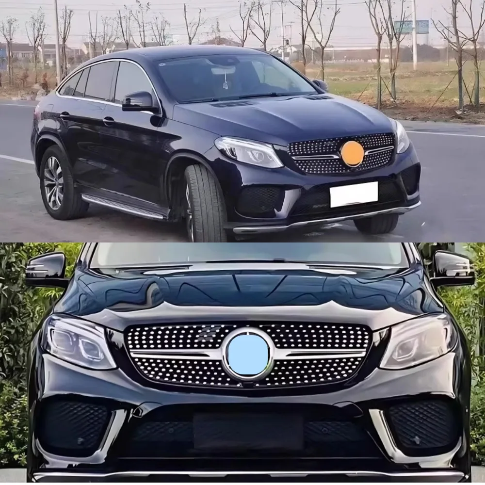 

Для Mercedes Benz GLE Class W166 2015-2019 GLE 350 500 320 400 300 GT Silver/BlackSport Решетка переднего бампера впускная сетка Tuni