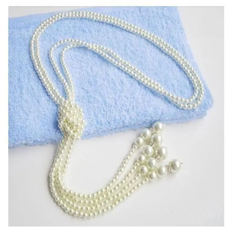 Versatile Pearl Long Double Layer Necklace Handmade Exquisite Crystal Beads 5-layer Sweater Chain Shrink Splice Collar Necklace