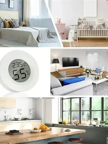 Portable Mini Circular Electronic Temperature Hygrometer LCD Electronic Display Indoor Household Thermometer Outdoor Hygrometer
