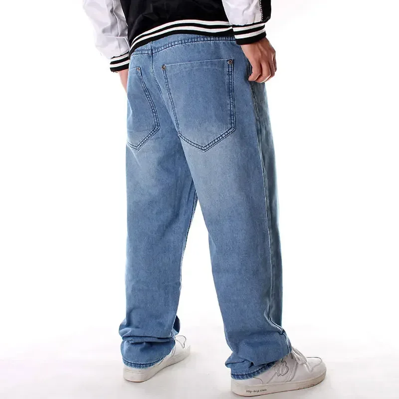 2021 Loose Jeans Men Denim Pants Straight Oversized Baggy Streetwear Hip Hop Brand Light Blue Wide Leg Trousers Size 30 - 46