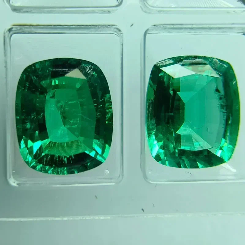 Lab Grown Colombia Emerald Rectangle Cushion Shape Hand-cut Hydrothermal Selectable Certificate