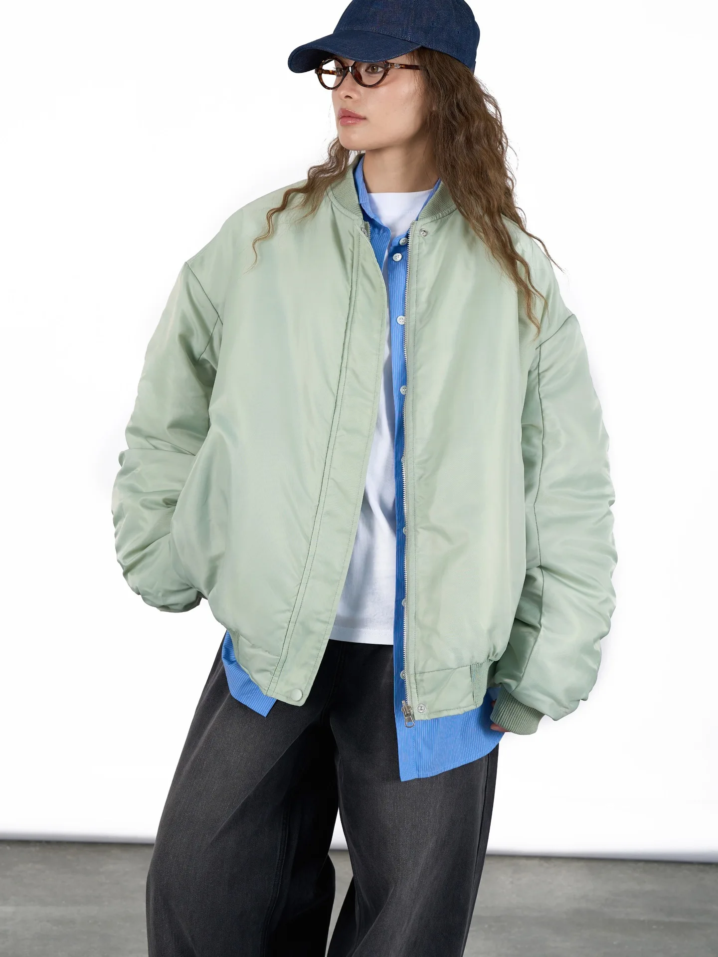 Autumn and winter women\'s casual solid color loose double-sided jacket