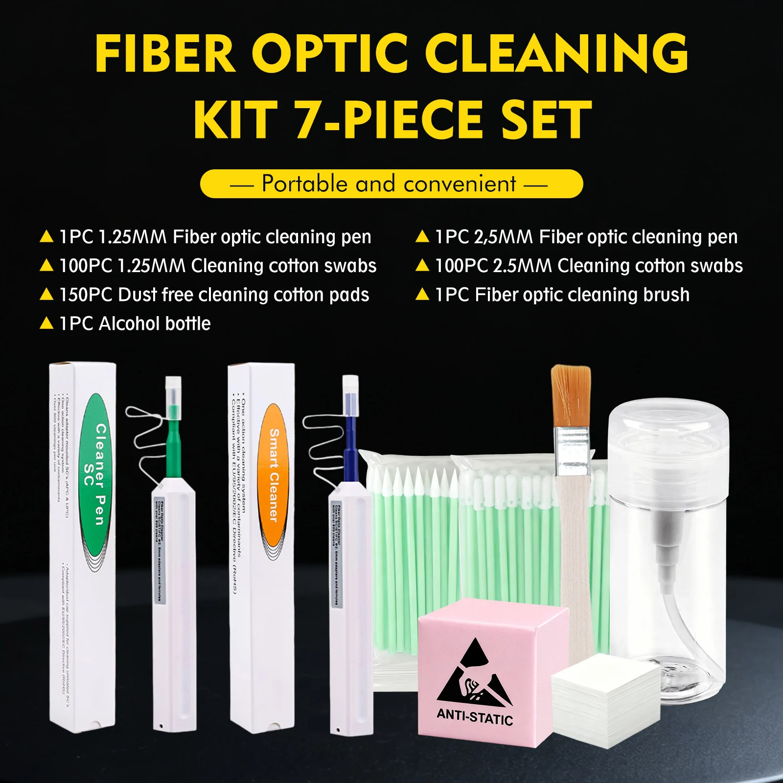 

Simple Fiber Optic Cleaning Kit Fiber Optic Cleaning Pen SC/FC/ST/LC End Face Cleaner Cleaning Tool
