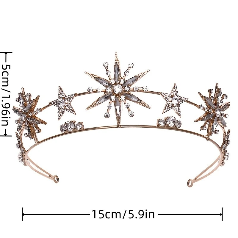 クリスタルスターティアラとクラウンゴージャスなラインストーン王冠女性のためのブライダルウェディングパーティーヘアアクセサリージュエリー帽子ギフト