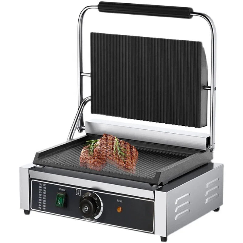 

Non-stick Electric Griddle Barbecue Machine Commercial Contact Sandwich Panini Press Grill SY Free Spare Parts Stainless Steel