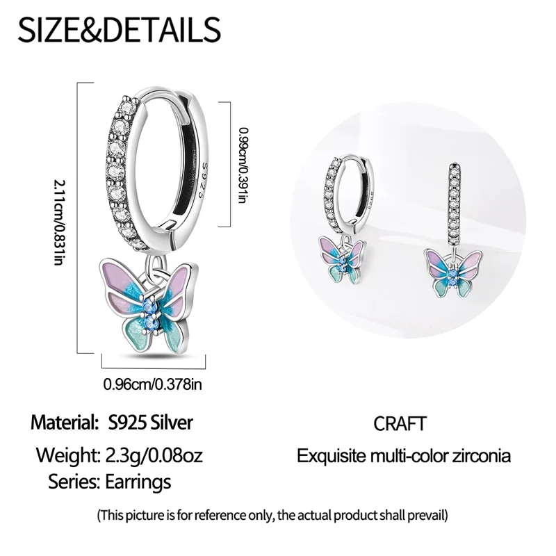 أقراط فراشة زيتية من الفضة عيار 925، هدايا للسيدات، مجوهرات الخطوبة، وهدايا تذكارية