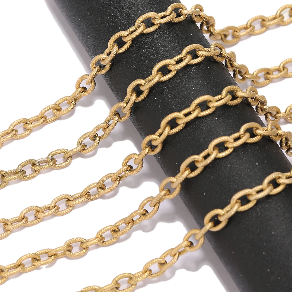 1 Meter 8x11mm Stainless Steel Gold Color Chunky Chain Textured Punk Choker Necklace for DIY Jewelry Making Accessories Supplies