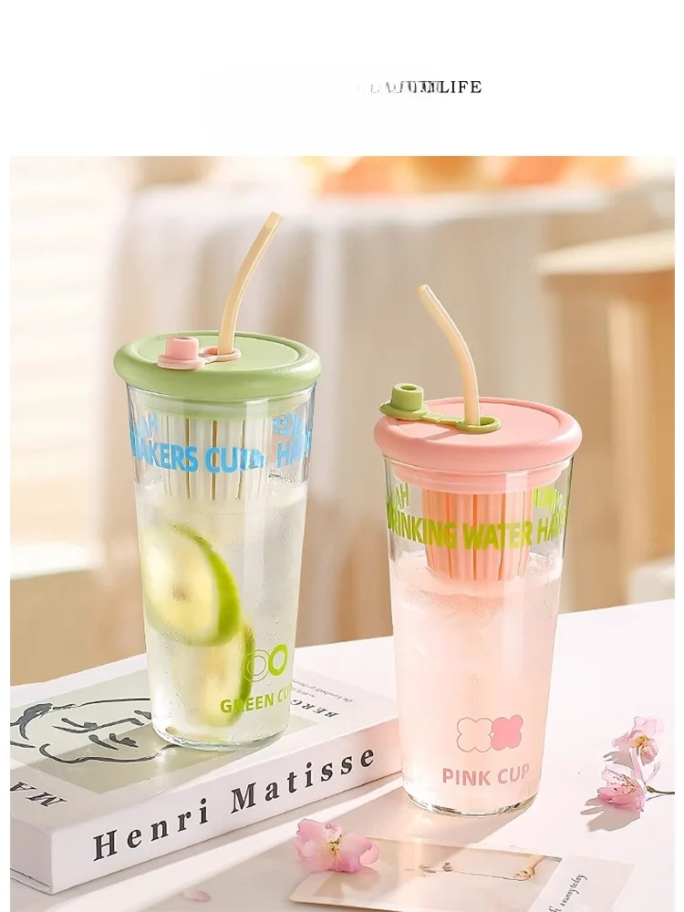 

Tlife High Borosilie Glass St Cup Tea Water Separation Fruit Tea Cup Fre Sle Nordic Design Heat Resistant PP St