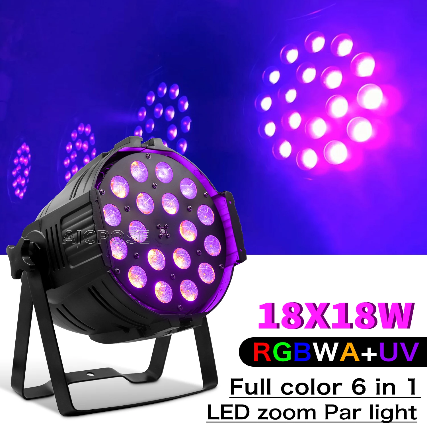 4-10pcs/18x15W Aluminum LED Zoom Stage Light RGBWA UV 6 in 1 LED Par Light DMX512 Control DJ  Wedding Party Stage Lighting