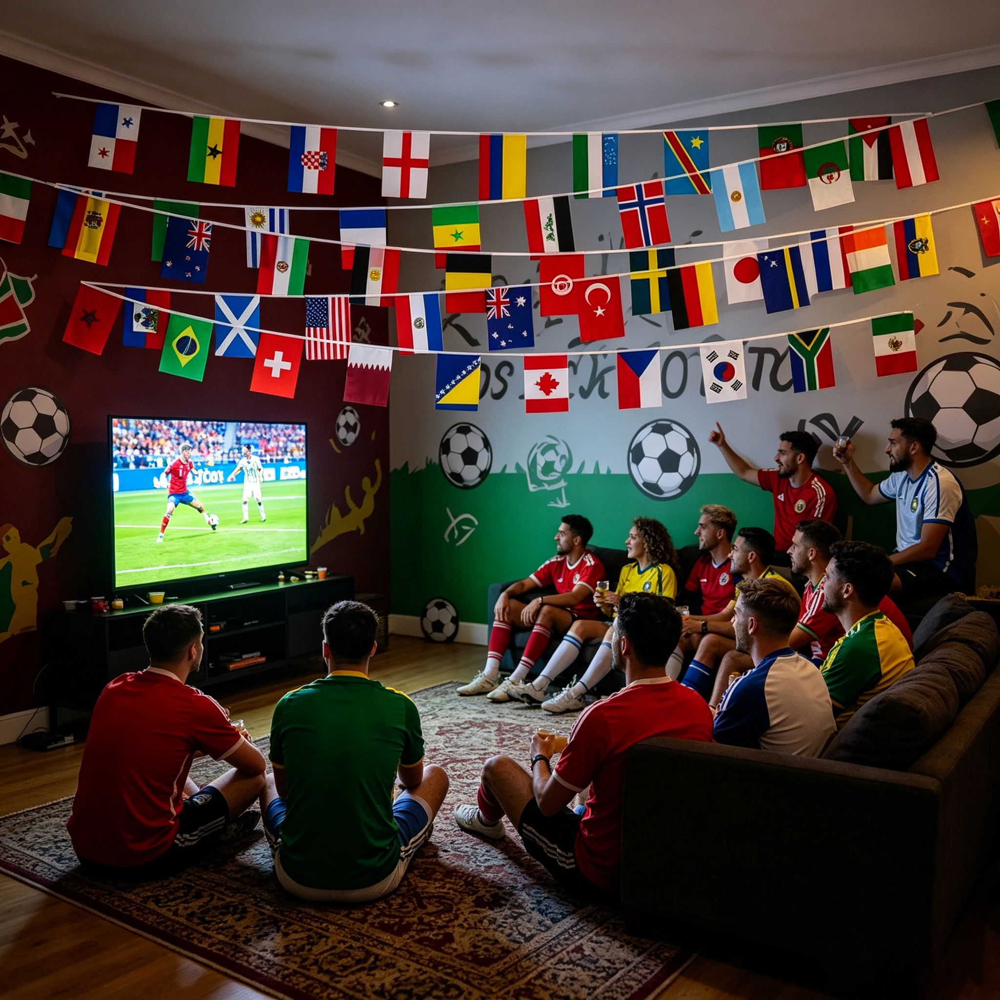 2026 Football Game International Bunting Of 48 Flag (48 Countries)，20x30cm with 48pcs/14x21cm with 48pcs