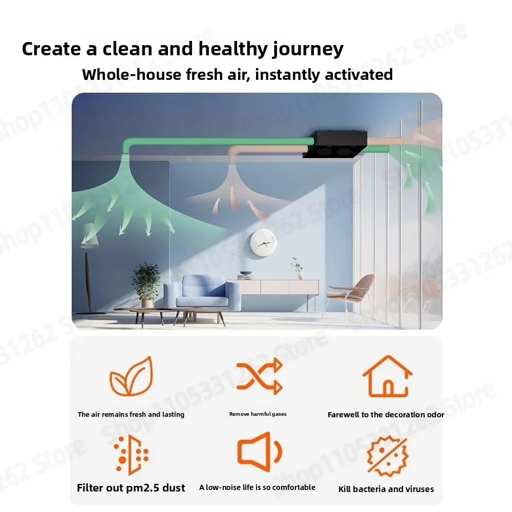 EMD400 Ceiling Mount Whole House ERV Heat Recovery Filter 99.9% PM2.5 Formaldehyde Removal Fresh Air System