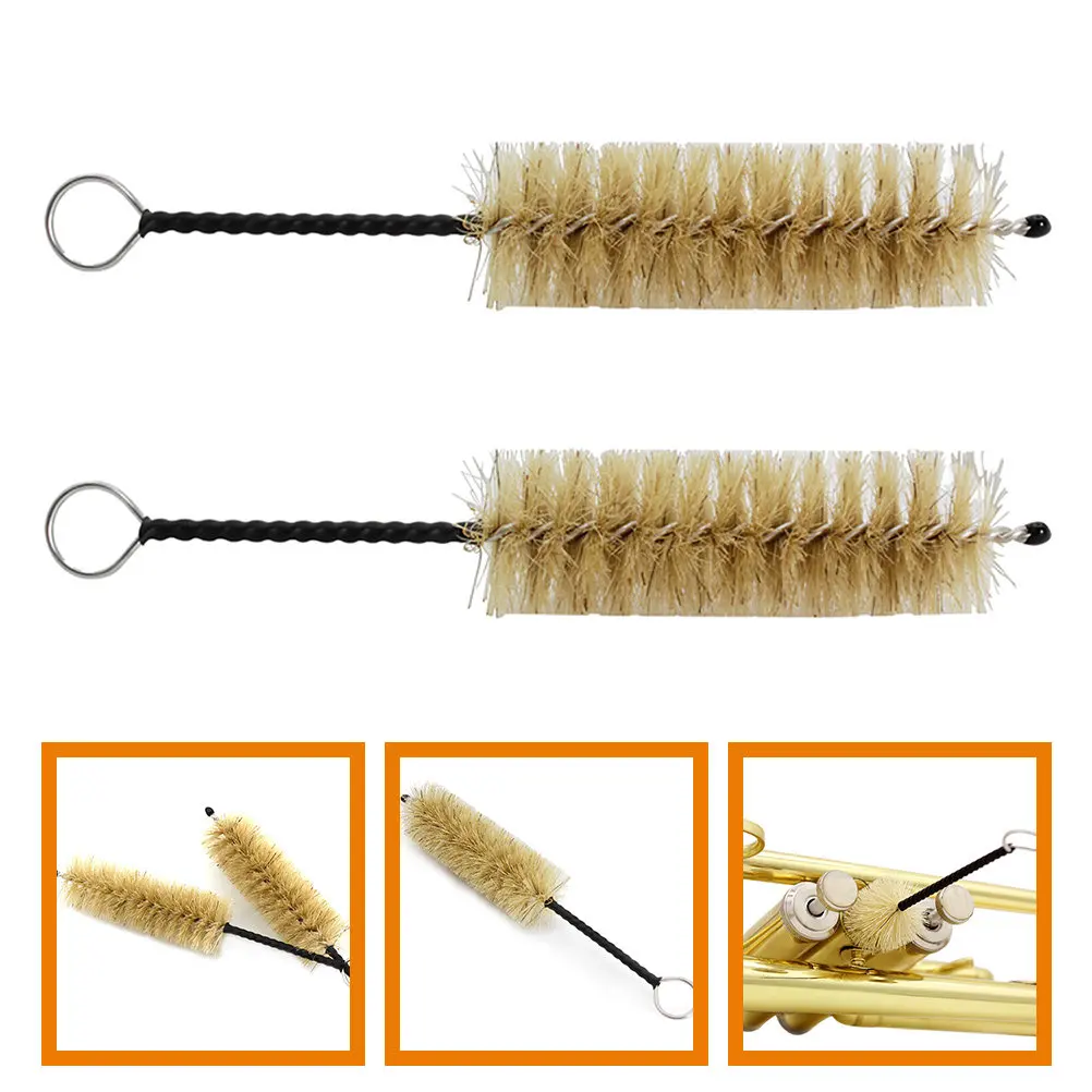 Cepillo de limpieza de pistón para saxofón, trompeta, instrumentos de viento, pequeño, ligero, fácil de guardar, herramienta de limpieza, 2 uds.