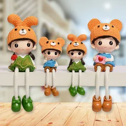 4PCS/SET Lovely Resin Hanging Feet Doll Resin Crafts Hanging Foot Leg Dolls Family of Four Home Doll Figurines Home Decoration