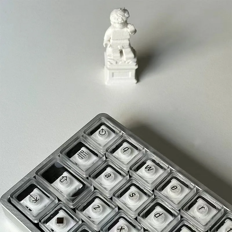 40s Transparent Low-profile PBT Keycaps with Legends, Compatible with Gateron, Cherry, and Kailh Choc V2 Low-profile Switches