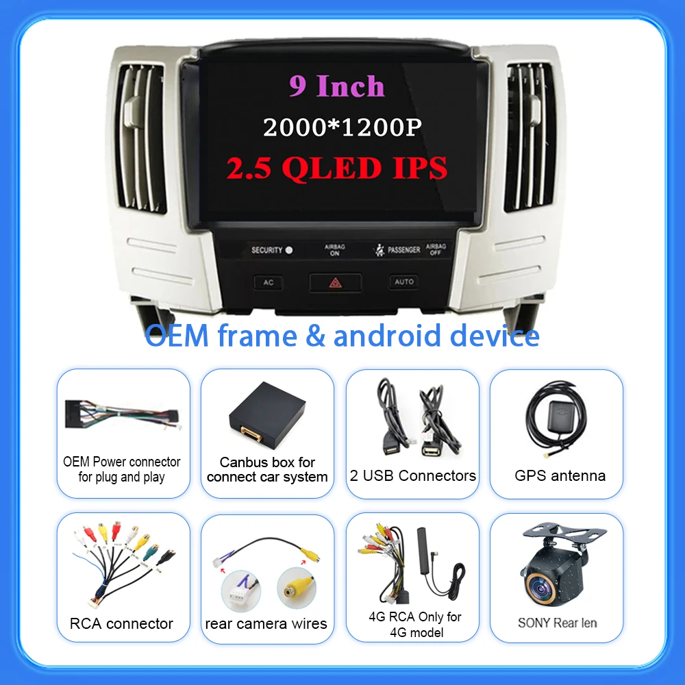 Android Auto For Lexus RX300 RX 330 RX400 2004 - 2008 Car Radio Automotivo Multimedia Navigation NO 2din DVD Head Unit GPS CPU