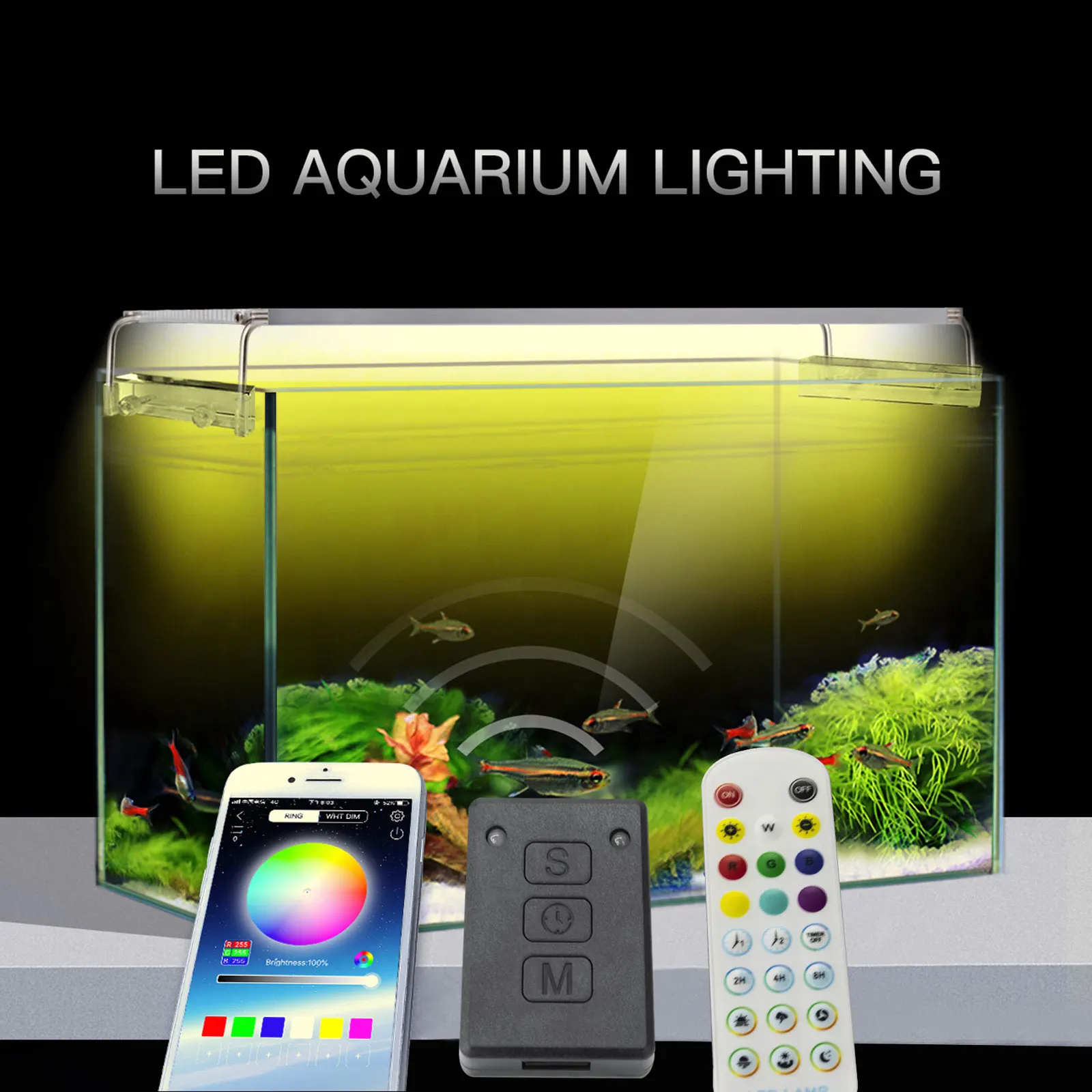 

Zhongji 30-80CM Aquarium LED Lighting Bluetooth APP Control RGB Fish Tank Lights 7/24 Timer Remote LED Lamp For Aquarium Lights