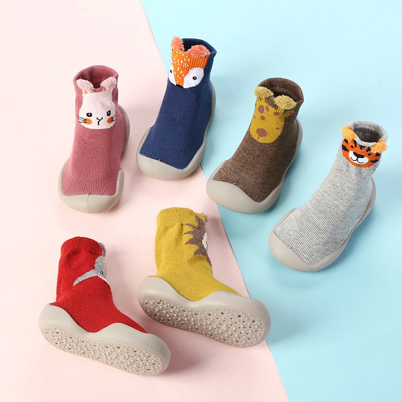 Baby Shoes Cotton First Shoes Cartoon Toddler Shoes Cute Animal First Walker Kids Soft Rubber Sole Baby Shoe Booties Anti-slip