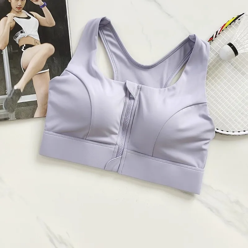 Reggiseno sportivo con cerniera frontale ad alto impatto Top da yoga ad asciugatura rapida antiurto per donna Gilet da corsa Intimo fitness