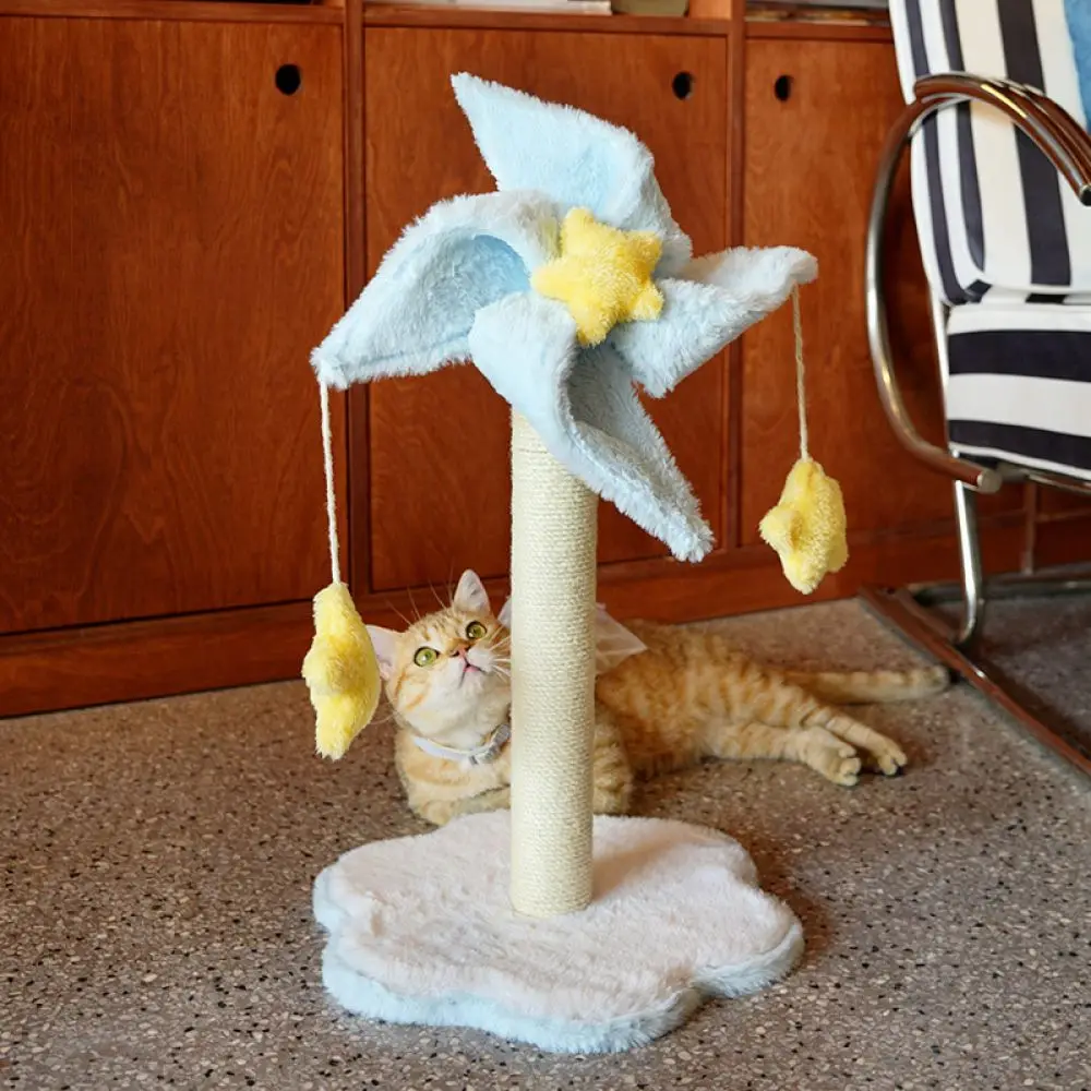 Creative Windmill Cat Scratching Post Vertical Sisal Rope Claw Grinder Pet Furniture Protection Durable Toy