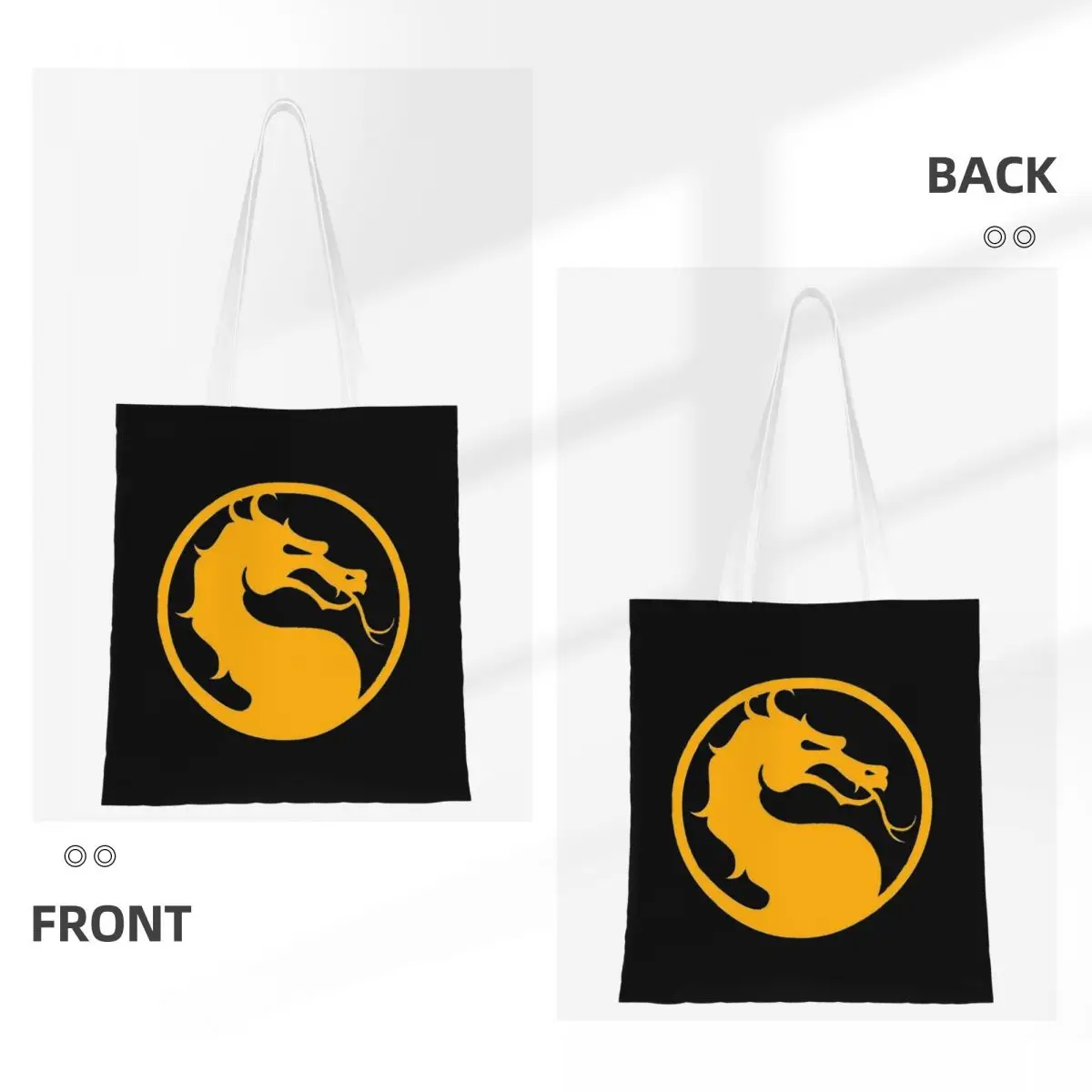 Mortal Kombat Logo Mk11 Popular Fighting Game Shopping Bags Foldable Canvas The Tote Bag Girls Shoulder Tote Travel Handbag