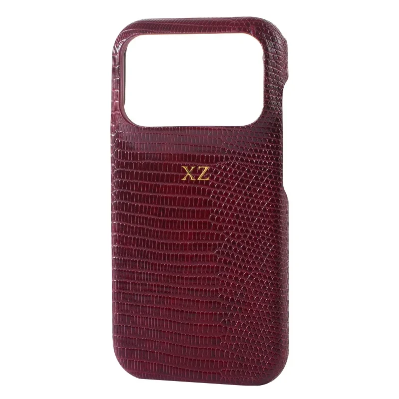 Étui en cuir personnalisé avec initiales dorées pour iPhone 15 12 14 13 16 17 Pro Max 14 16 Plus, coque rigide de luxe en PU effet lézard