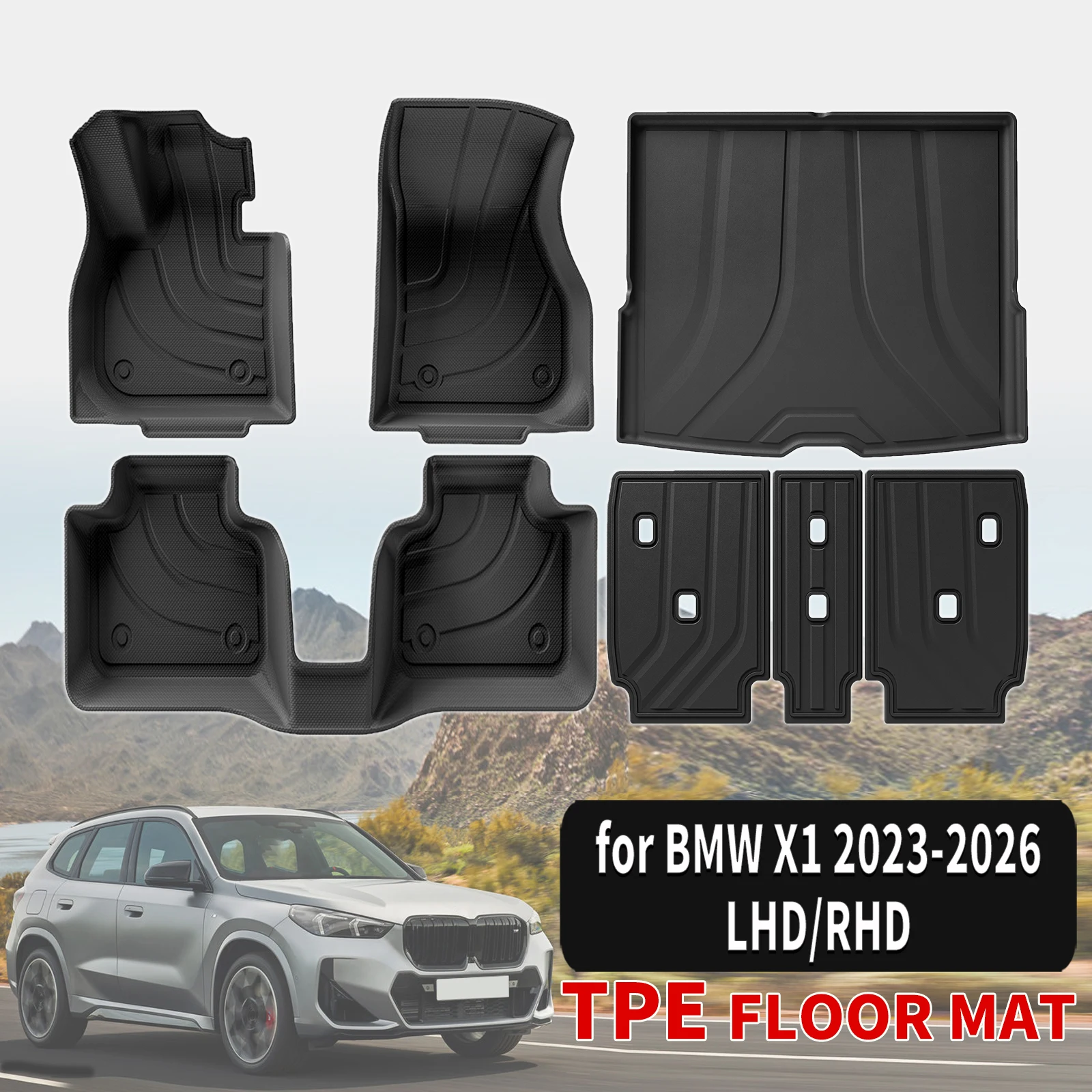 

for BMW X1 U11 M Sport sDrive16i 2023 2024 2025 2026 LHD RHD Custom Eco-Friendly All-Weather Waterproof TPE Floor & Trunk Mats