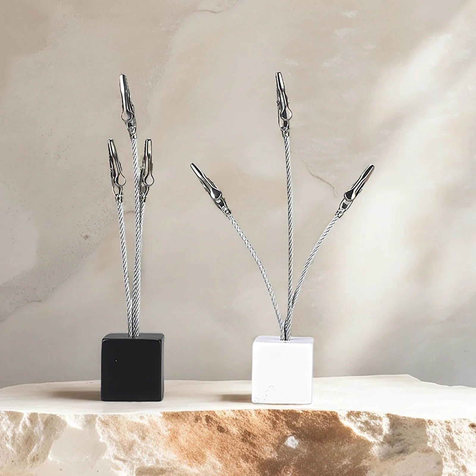 Tree Picture Holder Square Base, 3-Branch Wire Picture Holder Tree, Elegant Gift Card Trees for Home, Office Decor