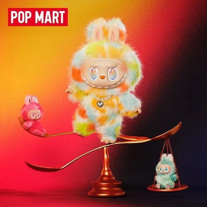 100% الأصليPOPMart Labubu الوحوش عالية الطاقة الفينيل ألعاب من نسيج مخملي طفل كبير هدية في الجبهة دمية أو عمل نموذج لجسم هدايا عيد الميلاد