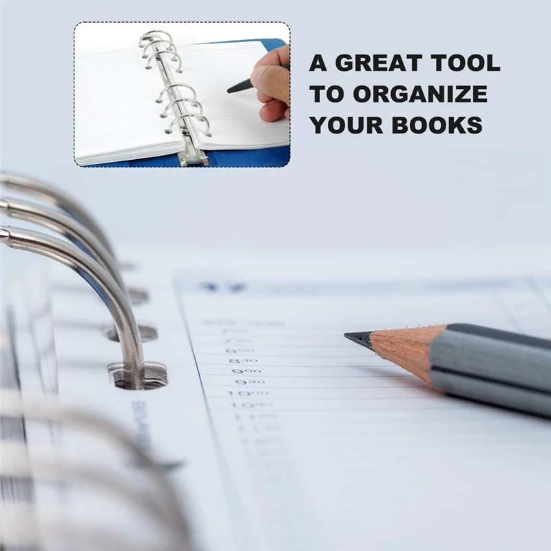 AED7-B5 9-Hole Ring Binder Mechanisms, 4 Set Binder Spine Replacement For Binder Planners,2Cm, Silver