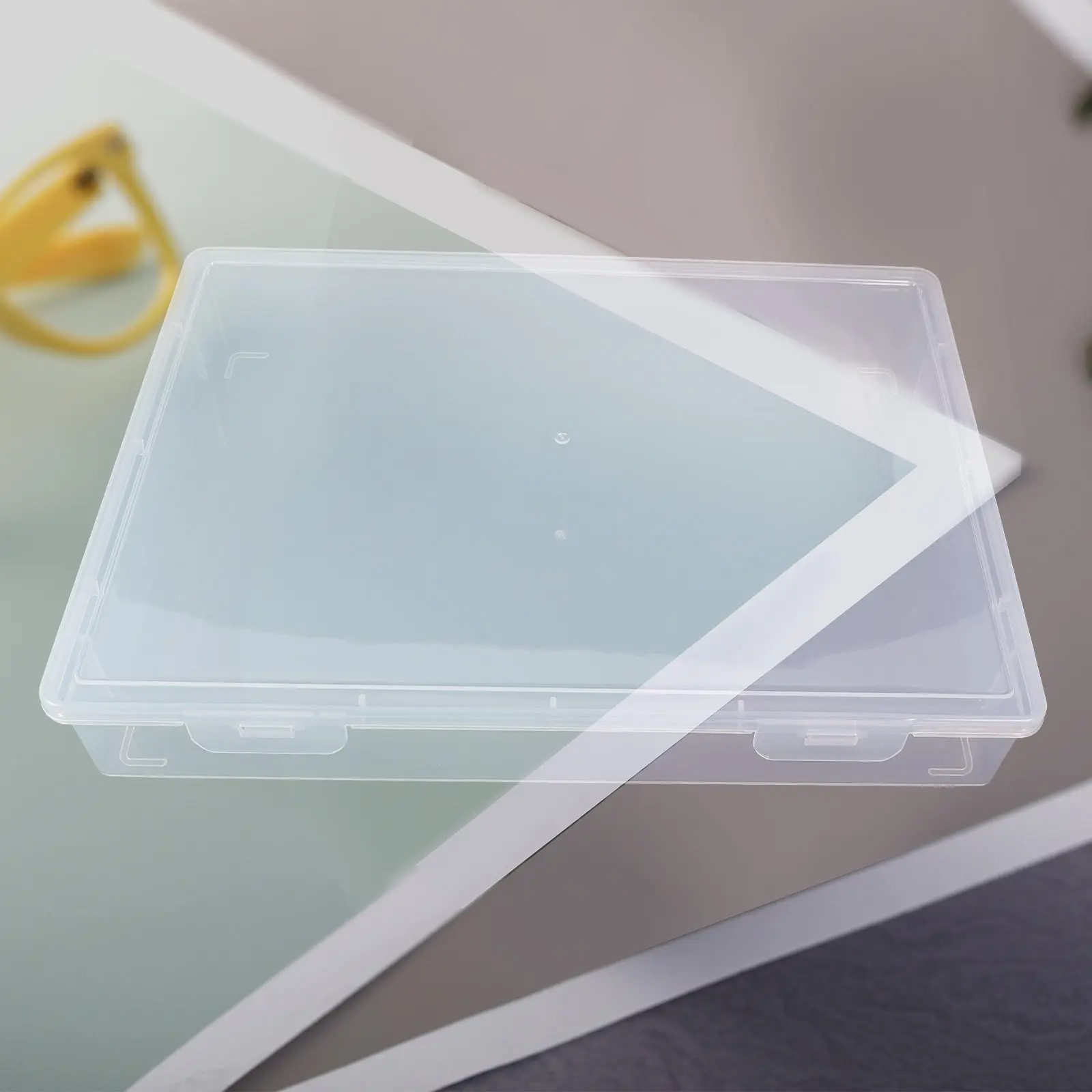 Picture 4: PP Document Storage Box Flat Design for Home Office File Organization Clear Lid Buckle Secure Stackable File Box Document Case