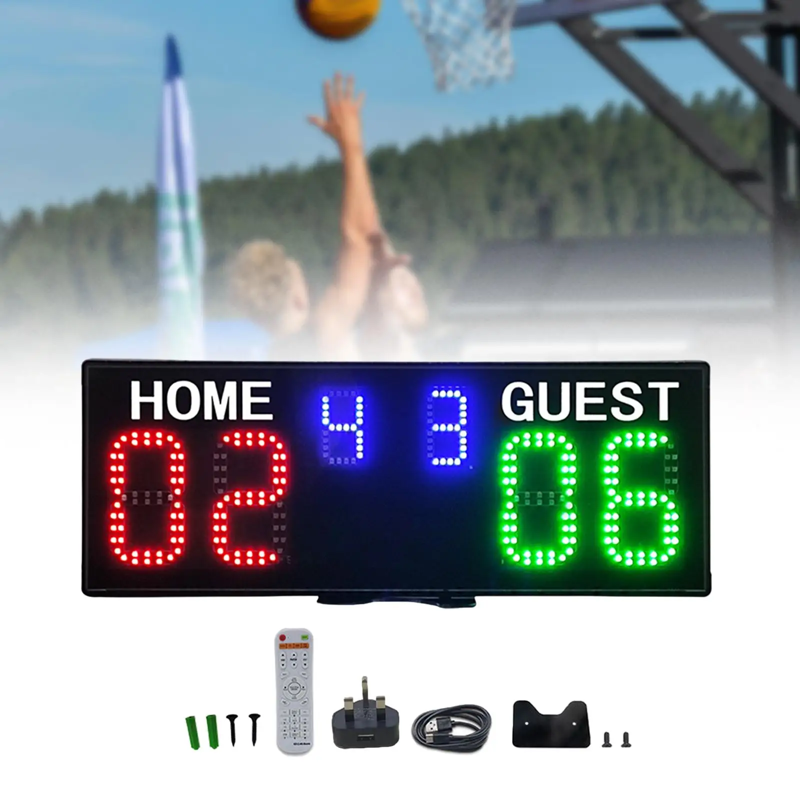 

Electronic Basketball Scoreboard 6 Digit Scoreboard Score Clock with Remote Control Professional Home Guest Score Counter