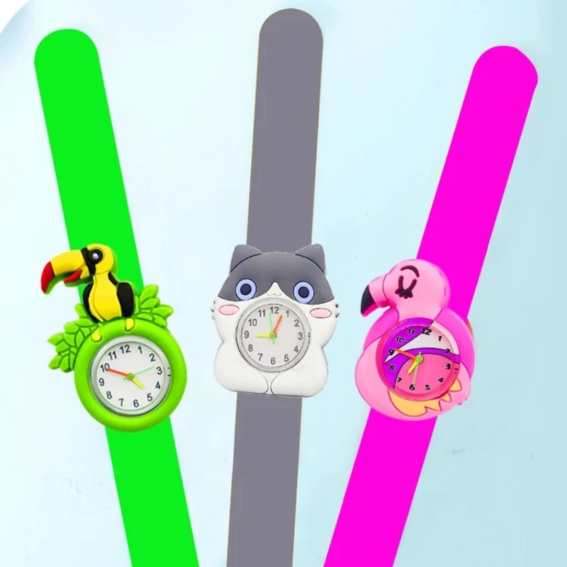 10Pcs Wholesale Children Watches Cartoon Flamingo, Toucan, Owl Fun Toys Baby Birthday Gift for Boys Girls Kids Watches Bracelet