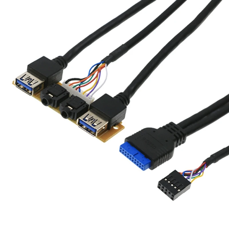 PC Computer For Case Front Panel USB Port Mic Earphone Cable USB3.0 + USB3.0 + For HD Line Port Interna