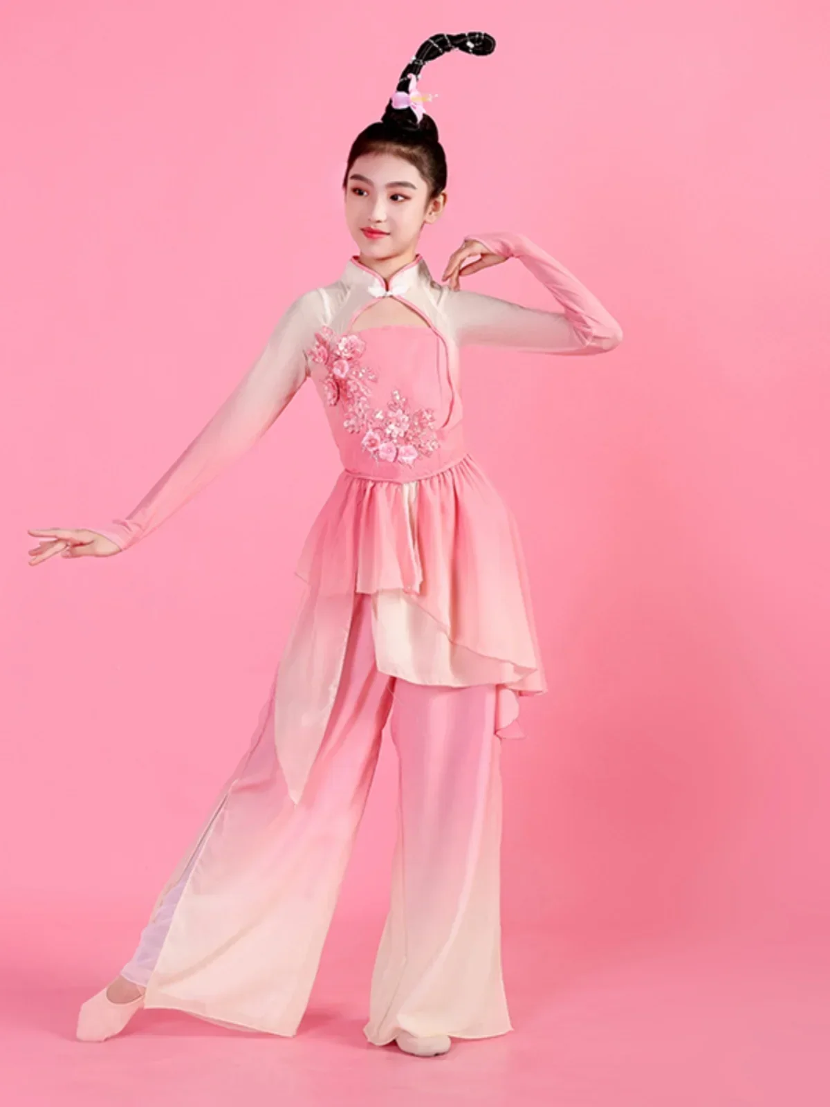 

Children's Classical Dance Costume Girls' Yangge Performance Clothes Chinese Dance Costume Stage Practice Clothes