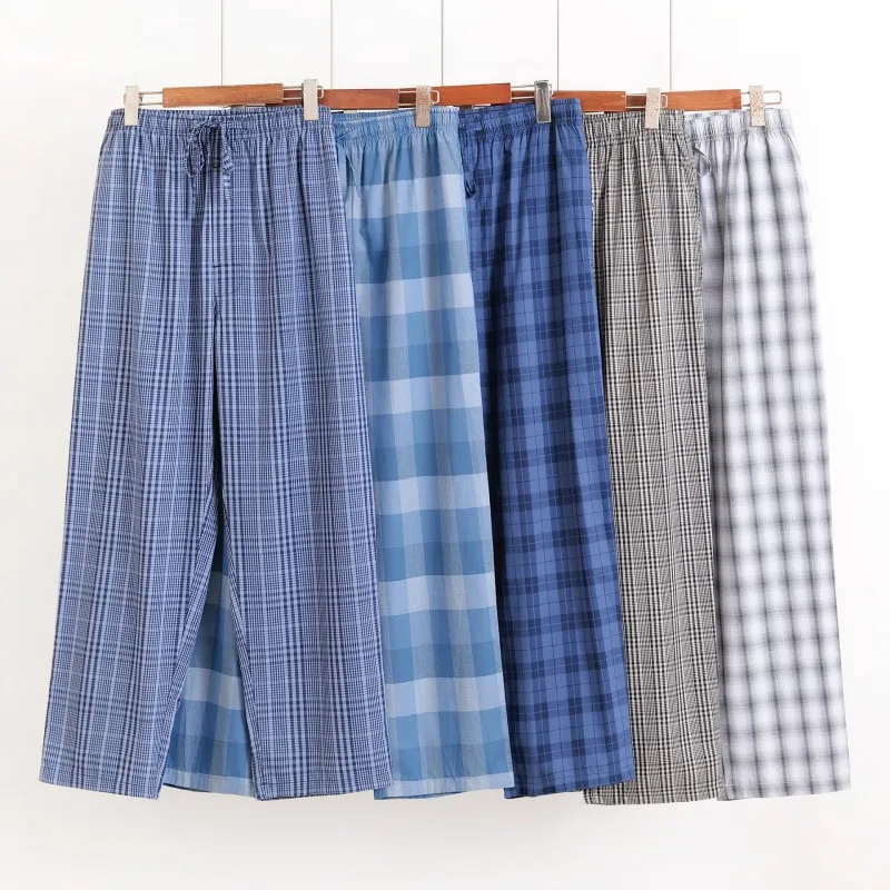 2024 Spring Autumn Men Cotton Pajama Pants Pyjama Trousers Male Plaid Sleepwear Bottoms Lounge Wear Sleeping Pants Pijama Homme