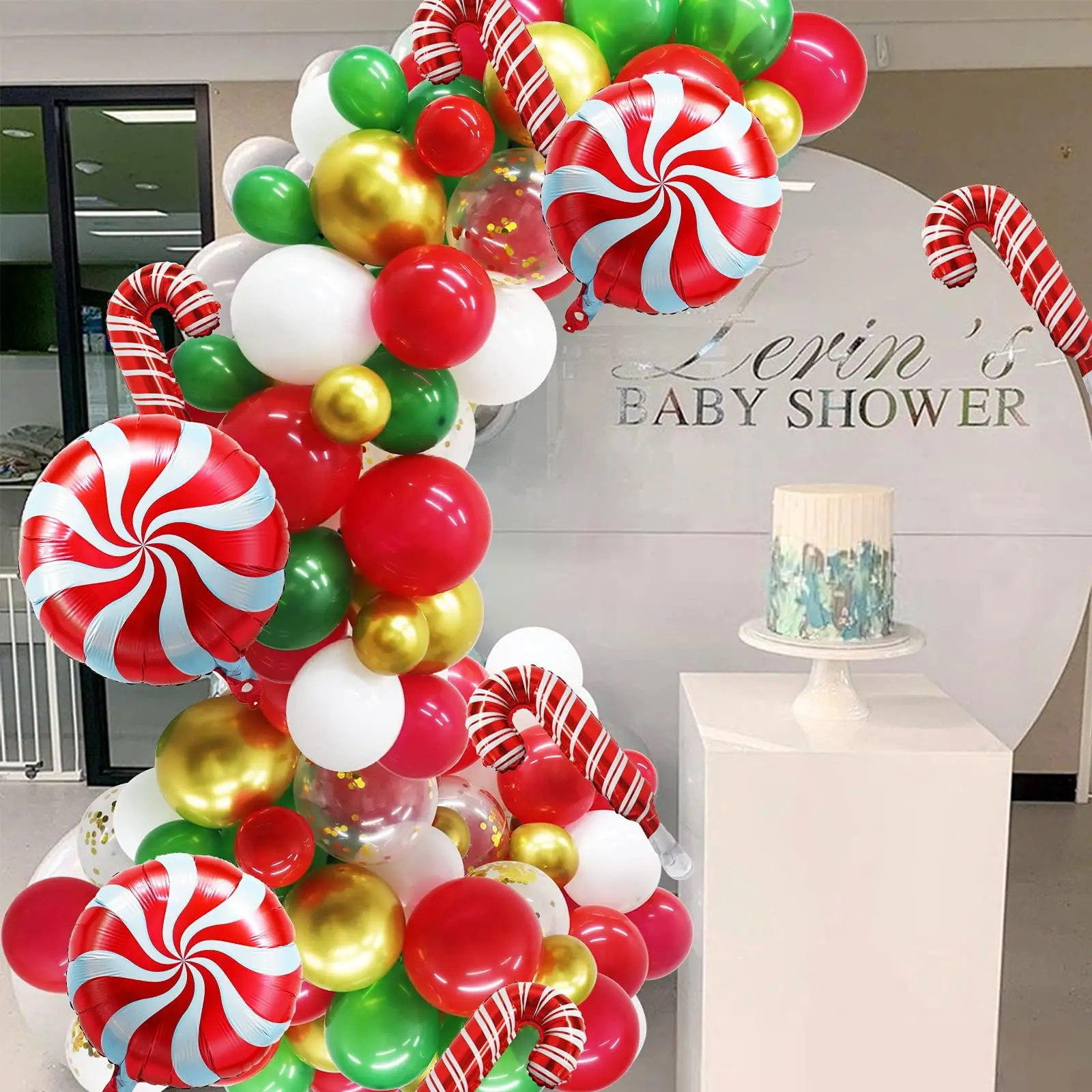 101Pcs Red Green Gold Balloons Arch Kit,for Merry Christmas Party Decoration New Year Holiday Christmas, Halloween,Graduation