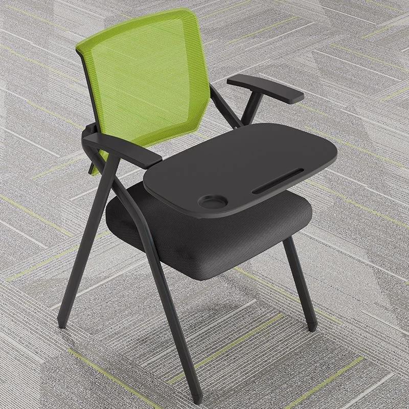 Office Chair With Writing Board Foldable Training Table Nordic Style Nonwoven Fabric & Steel Frame Stackable 150kg Load Capacity