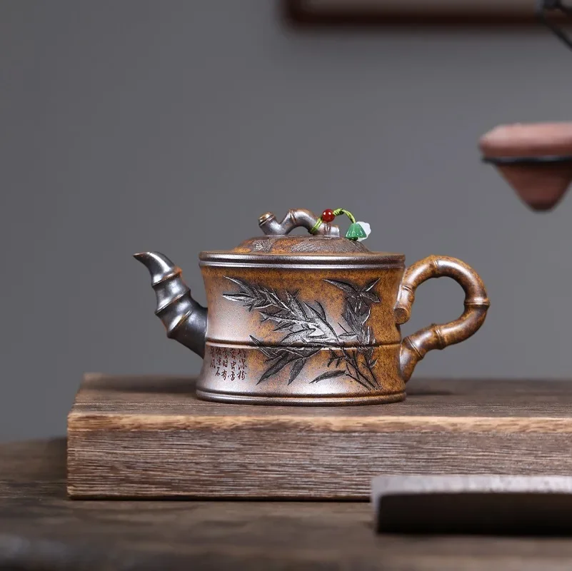 430ml Yixing Handmade Purple Clay Teapot, Raw Ore, Gold Sand,tea Pot, Kung Fu Tea Set