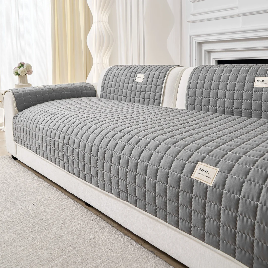 Einfacher, gesteppter, rutschfester Sofabezug, Möbelschutz für Schlafzimmer, Büro, Wohnzimmer, Heimdekoration