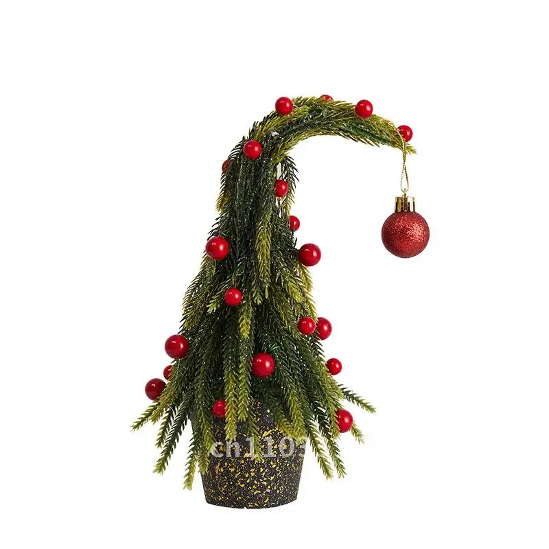 

Falling Snow Flocking PE Christmas Tree Small Desktop Ornaments Cedar Tree Scene Layout for Holiday Decorations