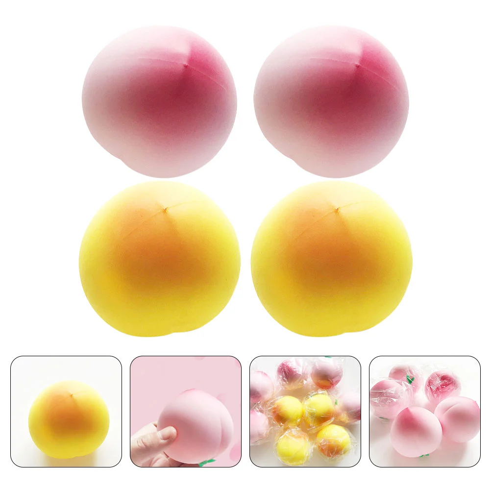 

4Pcs Peach Squeeze Balls Sensory Fidget Toy Peach Stress Balls Kids Stress Balls Decompression Toys