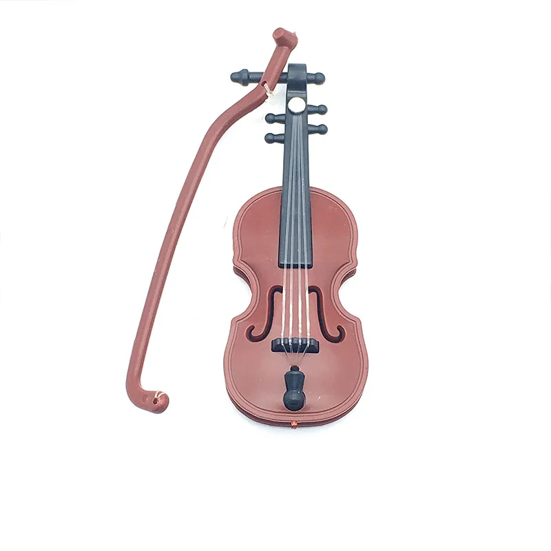 2Pcs Miniature Violin Model Mini Musical Instrument Furniture Crafts Ornament for Dollhouse Decor Home Decoration Non-playable