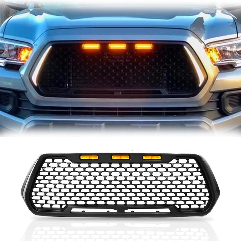 ABS Car Grills Front Hood Bumper Grill With LED Light for Tacoma 2016-2022 Front Bumper Grill