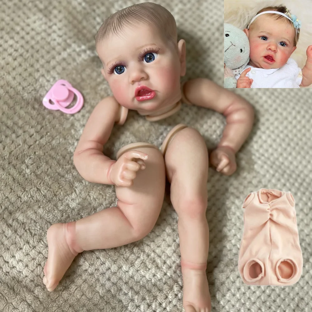 

22inch Already Painted Reborn Doll Parts Saskia Unassembled Lifelike Baby 3D Painted Skin with Visible Veins Cloth Body Included