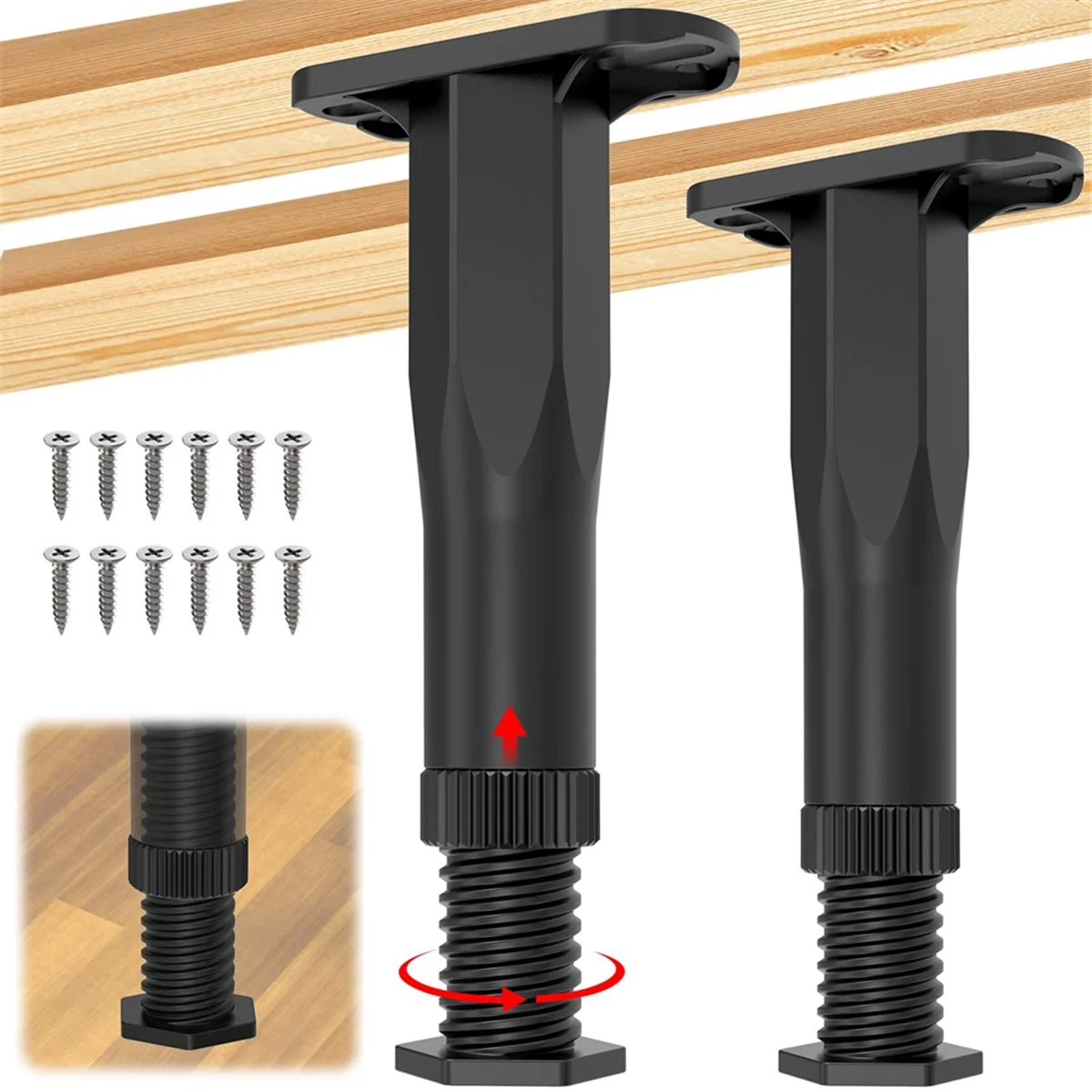 MEOF 4PCS Adjustable Bed Frame Support Legs ( 8.3In-14.5In), Frame Center Slats Heavy Support Leg,for Frame/Sofa/Chair/Table