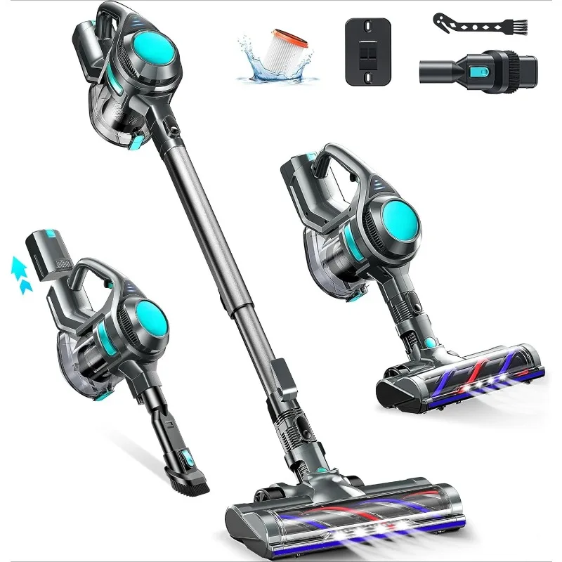 

Cordless Vacuum Cleaner, 8-in-1 Powerful Vacuum Cleaners for Home with 1.3L Large Capacity, 2 Modes & 30Mins Runtime, Rechargeab