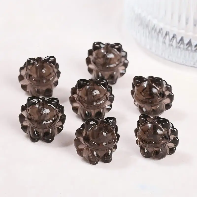 1 PC Natural Stone Ice Obsidian Carved Fox Shape Bead With Hole Pendants For Jewelry Making Diy Necklace Bracelet Accessory