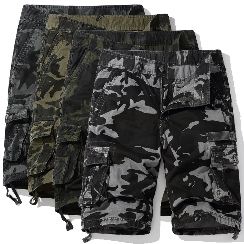 Camouflage Camo Cargo Shorts Men 2024 New Mens Casual Shorts Male Loose Work Shorts Man Outdoor Hiking Short Pants Plus Size